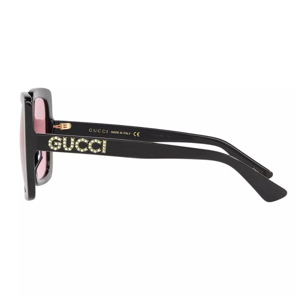 Gucci Square Frame Crystal Logo Sunglasses - Black main image 8